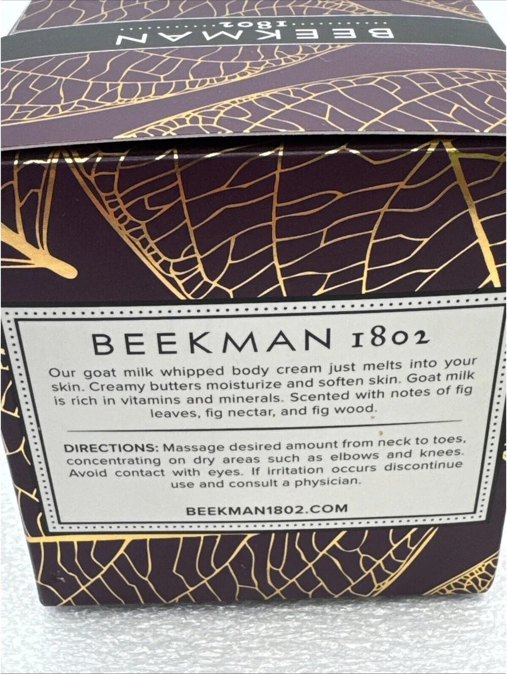 Beekman 1802 Pure Goat Milk Whipped Body Cream in FIG LEAF 8oz. Paraben Free